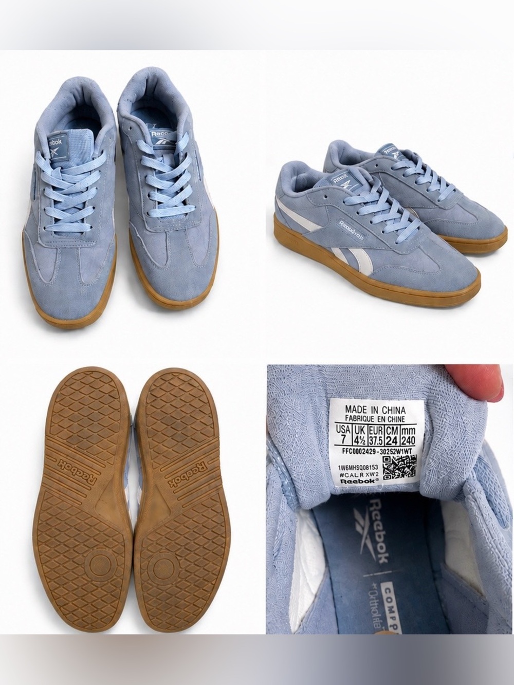 Reebok  Light Blue Suede Sneakers with Gum Outsole